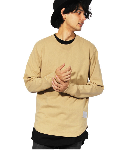 ８(eight)（エイト）の「ロング丈 長袖Ｔシャツ カットソー 半袖Tシャツ 付き アンサンブル （Tシャツ/カットソー・メンズ・ベージュ/ブラック/カーキ・LARGE/MEDIUM）」の3枚目の写真