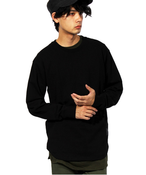 ８(eight)（エイト）の「ロング丈 長袖Ｔシャツ カットソー 半袖Tシャツ 付き アンサンブル （Tシャツ/カットソー・メンズ・ベージュ/ブラック/カーキ・LARGE/MEDIUM）」の2枚目の写真