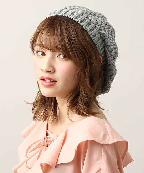 WEGO（ウィゴー）の「WEGO/クロシェニットベレー帽（ハンチング/ベレー帽・レディース・グレー/ブラック/ピンク・FREE）」の2枚目の写真