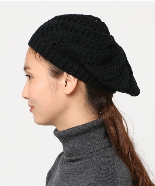 WEGO（ウィゴー）の「WEGO/クロシェニットベレー帽（ハンチング/ベレー帽・レディース・グレー/ブラック/ピンク・FREE）」の4枚目の写真