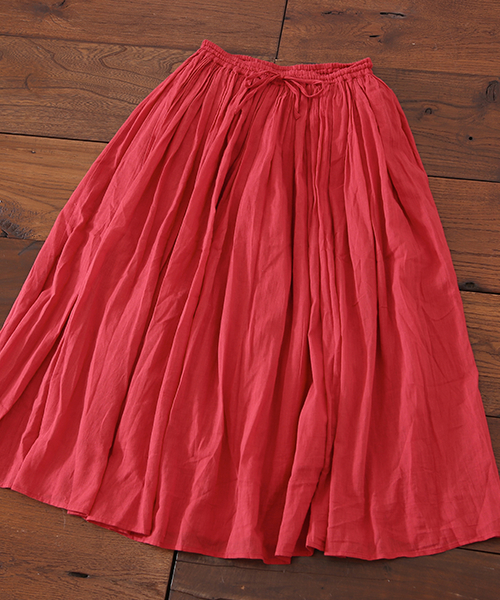 CUBE SUGAR（キューブシュガー）の「インド綿ボイル ギャザースカート（スカート・レディース・ネイビー/ゴールド/グリーン/レッド・M）」の6枚目の写真