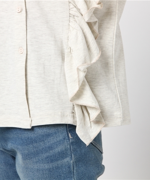 MERLOT（メルロー）の「ラッフルフリル前ボタントップス9129（シャツ/ブラウス・レディース・チャコールグレー/アイボリー/ライトブルー/ピンク・FREE）」の14枚目の写真