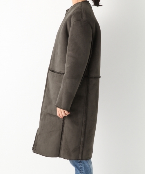 A part by（アパートバイ）の「【リバーシブル】Fムートンボアノーカラーコート　 760495 （ムートンコート・レディース・グレー/チャコールグレー/ナチュラル・MEDIUM/LARGE）」の7枚目の写真