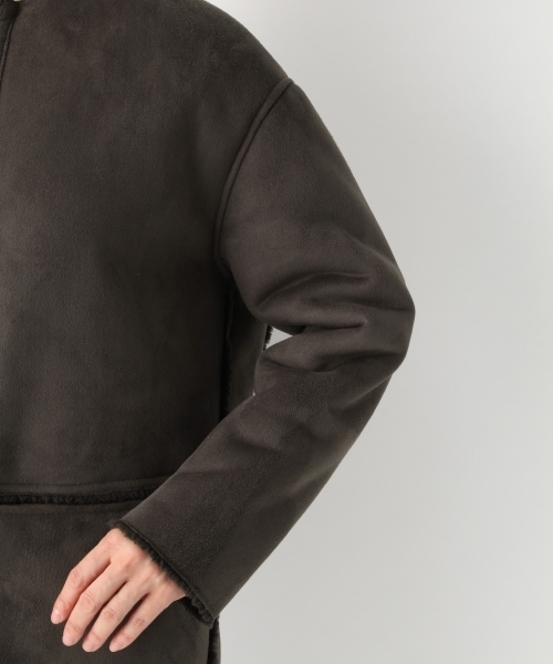 A part by（アパートバイ）の「【リバーシブル】Fムートンボアノーカラーコート　 760495 （ムートンコート・レディース・グレー/チャコールグレー/ナチュラル・MEDIUM/LARGE）」の11枚目の写真