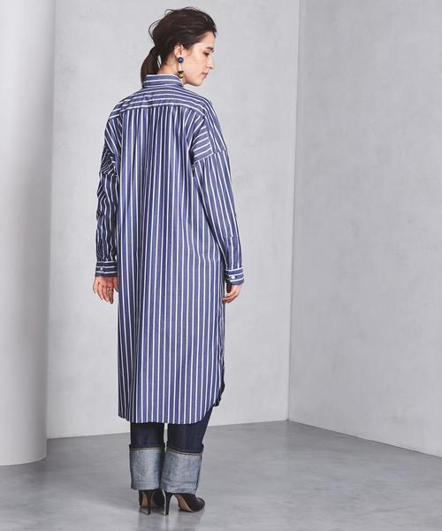 UNITED ARROWS(ユナイテッドアローズ)の「UWSC ストライプ ロング シャツ ワンピース 17FW◆(シャツワンピース・レディース・ベージュ/ネイビー・38/36)」の3枚目の写真