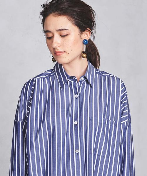 UNITED ARROWS(ユナイテッドアローズ)の「UWSC ストライプ ロング シャツ ワンピース 17FW◆(シャツワンピース・レディース・ベージュ/ネイビー・38/36)」の6枚目の写真