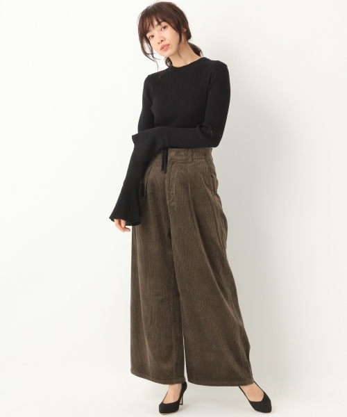 A part by（アパートバイ）の「コーデュロイワイドパンツ 766857 （その他パンツ・レディース・ブラウン/アイボリー・MEDIUM/LARGE）」の10枚目の写真