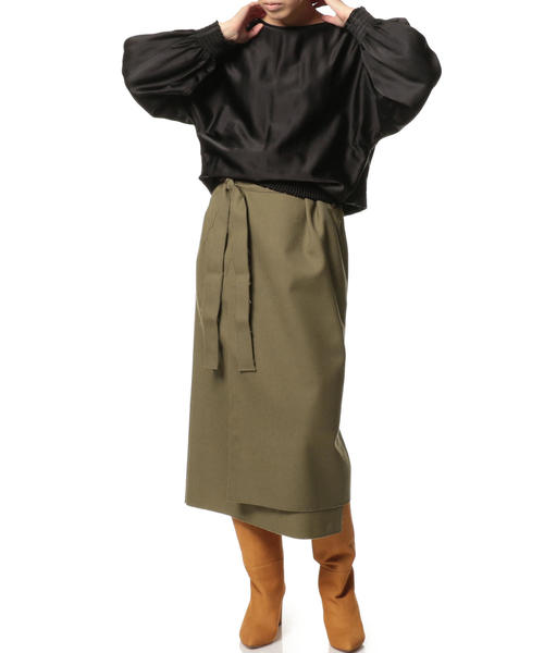 ASTRAET(アストラット)の「ASTRAET(アストラット)ラップ ベルトスカート ◆(スカート・レディース・オリーブ/ワインレッド・0/1)」の14枚目の写真