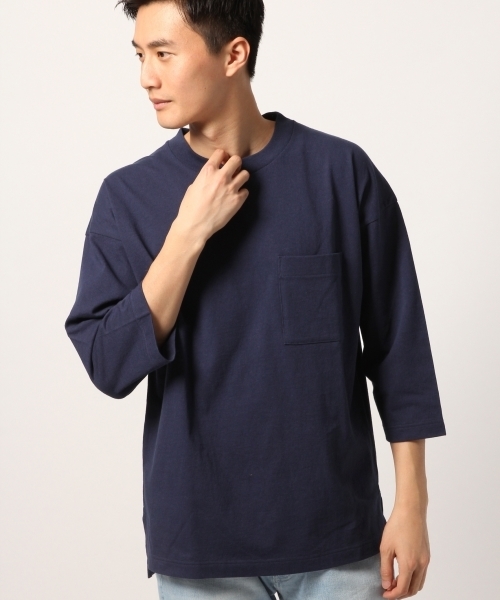 GLOBAL WORK（グローバルワーク）の「USAコットン7分袖TEE/778536（Tシャツ/カットソー・メンズ・ホワイト/ネイビー/グリーン/グレー系その他6/その他1・SMALL/MEDIUM/LARGE/X-LARGE）」の5枚目の写真