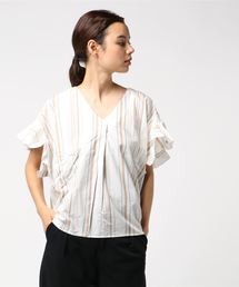 earth music&ecology | ・ストライプフレアスリーブVネックプルオーバー(シャツ/ブラウス)