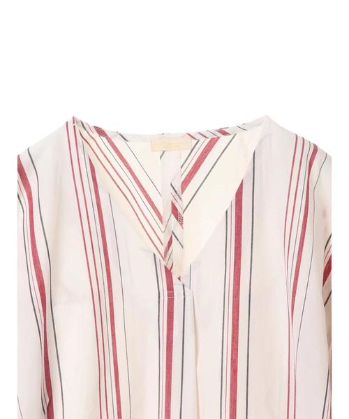 earth music&ecology（アースミュージックアンドエコロジー）の「・ストライプフレアスリーブVネックプルオーバー ●（シャツ/ブラウス・レディース・レッド/グリーン/ネイビー/ベージュ・FREE）」の11枚目の写真