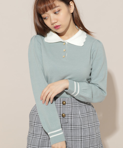 apres jour（アプレジュール）の「えり付きニットトップス【ZOZOTOWN限定アイテム】（ニット/セーター・レディース・ダークブラウン/オフホワイト/ライトグリーン/ライトブラウン・フリー）」の4枚目の写真