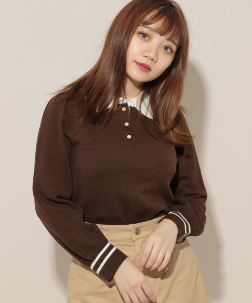 apres jour（アプレジュール）の「えり付きニットトップス【ZOZOTOWN限定アイテム】（ニット/セーター・レディース・ダークブラウン/オフホワイト/ライトグリーン/ライトブラウン・フリー）」の22枚目の写真