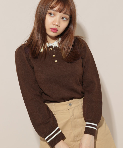 apres jour（アプレジュール）の「えり付きニットトップス【ZOZOTOWN限定アイテム】（ニット/セーター・レディース・ダークブラウン/オフホワイト/ライトグリーン/ライトブラウン・フリー）」の6枚目の写真