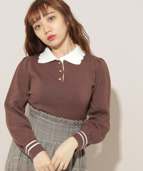 apres jour（アプレジュール）の「えり付きニットトップス【ZOZOTOWN限定アイテム】（ニット/セーター・レディース・ダークブラウン/オフホワイト/ライトグリーン/ライトブラウン・フリー）」の17枚目の写真