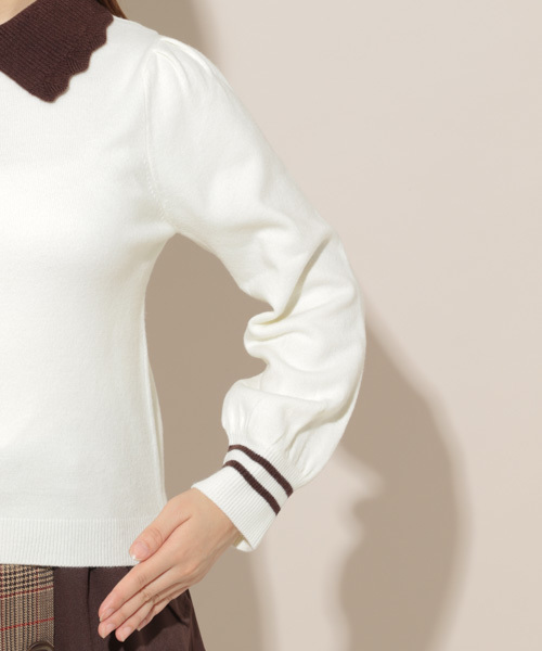 apres jour（アプレジュール）の「えり付きニットトップス【ZOZOTOWN限定アイテム】（ニット/セーター・レディース・ダークブラウン/オフホワイト/ライトグリーン/ライトブラウン・フリー）」の5枚目の写真