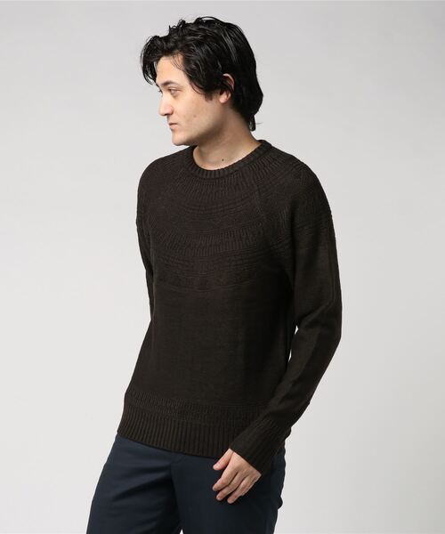 STYLEBLOCK（スタイルブロック）の「同色エスニックジャカードクルーネックニット（ニット/セーター・メンズ・ホワイト系その他/ブラック系その他/ブラウン系その他/グリーン系その他/ブルー系その他/ホワイト系その他2・L/LL/M）」の4枚目の写真