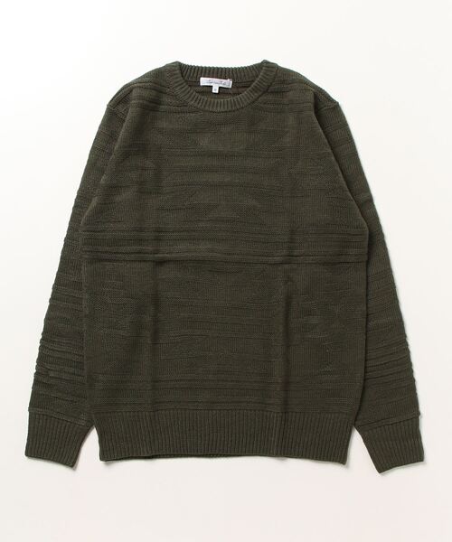 STYLEBLOCK（スタイルブロック）の「同色エスニックジャカードクルーネックニット（ニット/セーター・メンズ・ホワイト系その他/ブラック系その他/ブラウン系その他/グリーン系その他/ブルー系その他/ホワイト系その他2・L/LL/M）」の5枚目の写真