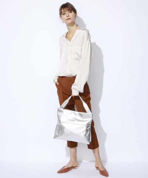 TOPKAPI（トプカピ）の「イタリアンシュリンクレザー・2マチトートバッグSOFFICE[ソフィチェ]（トートバッグ・レディース・ブラック/シルバー/グレー×ピンク・FREE）」の12枚目の写真