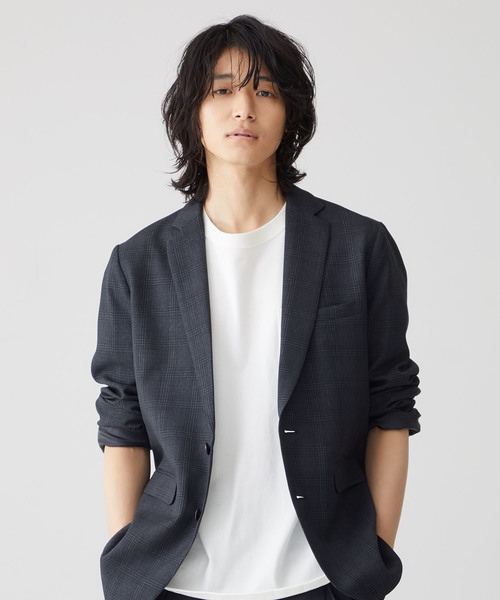 隆志 STUDIOUS ステュディオス　ストレッチ　ジャケット　ネイビー STUDIOUS - 値下げ【STUDIOUS】 テーラードジャケット(ネイビー