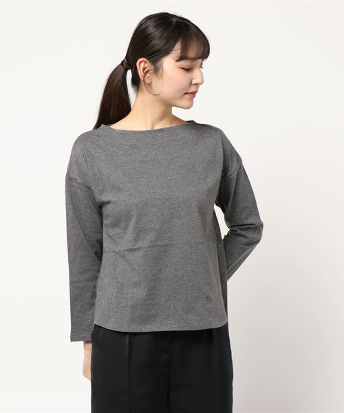 AMERICAN HOLIC(アメリカンホリック)の「ボートネック裾ラウンドプルオーバー(Tシャツ/カットソー・レディース・チャコールグレー/オフホワイト/ホワイト系その他/ブラック系その他4/イエロー系その他2・FREE)」の1枚目の写真