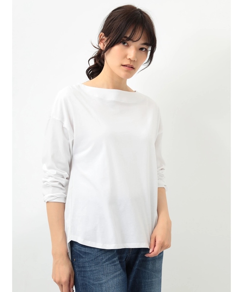 AMERICAN HOLIC(アメリカンホリック)の「ボートネック裾ラウンドプルオーバー(Tシャツ/カットソー・レディース・チャコールグレー/オフホワイト/ホワイト系その他/ブラック系その他4/イエロー系その他2・FREE)」の2枚目の写真