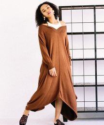 ability（アビリティ）の「six voma ( シックスヴォーマ )/ Layered Irregular Knit Dress レイヤード イレギュラー ニットワンピース SV-11202（ワンピース）」