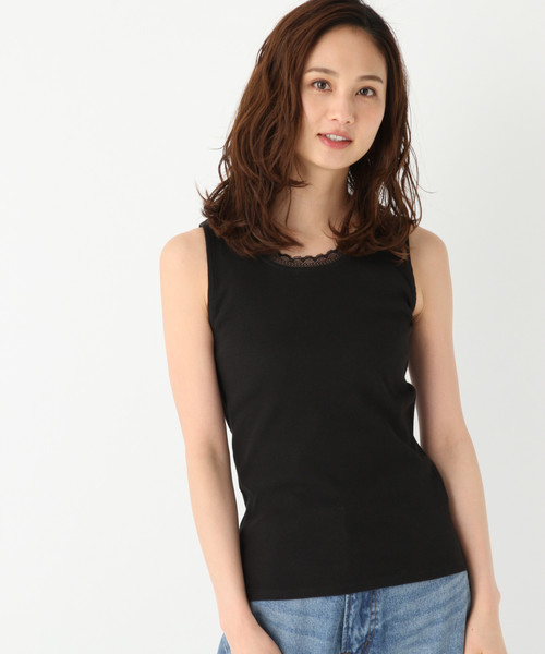 GLOBAL WORK（グローバルワーク）の「BEAUTEEプチレースタンクトップ/824904（タンクトップ・レディース・ホワイト/オフホワイト/ブラック/ベージュ/ダークブラウン・SMALL/MEDIUM/LARGE）」の3枚目の写真