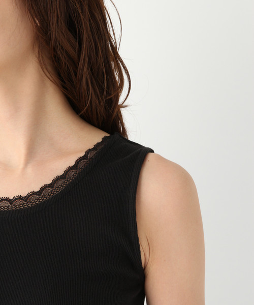 GLOBAL WORK（グローバルワーク）の「BEAUTEEプチレースタンクトップ/824904（タンクトップ・レディース・ホワイト/オフホワイト/ブラック/ベージュ/ダークブラウン・SMALL/MEDIUM/LARGE）」の9枚目の写真