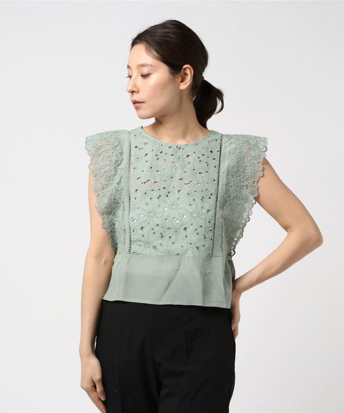 flower（フラワー）の「ビターフラワーブラウス（シャツ/ブラウス・レディース・ベージュ/グリーン・FREE）」の2枚目の写真