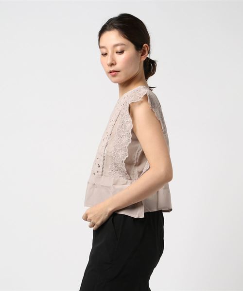 flower（フラワー）の「ビターフラワーブラウス（シャツ/ブラウス・レディース・ベージュ/グリーン・FREE）」の3枚目の写真