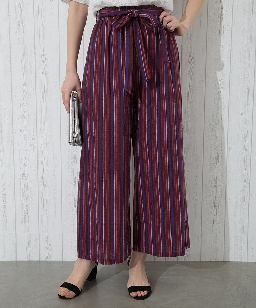 Libby&Rose(リビーアンドローズ)の「マルチストライプワイドパンツ(その他パンツ・レディース・ブラック/レッド/ブルー・FREE)」の3枚目の写真