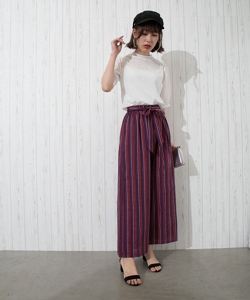 Libby&Rose(リビーアンドローズ)の「マルチストライプワイドパンツ(その他パンツ・レディース・ブラック/レッド/ブルー・FREE)」の16枚目の写真