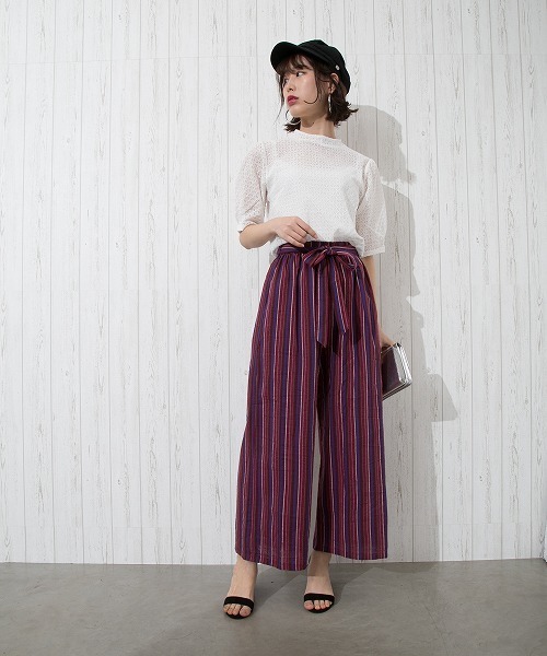 Libby&Rose(リビーアンドローズ)の「マルチストライプワイドパンツ(その他パンツ・レディース・ブラック/レッド/ブルー・FREE)」の15枚目の写真