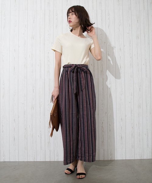 Libby&Rose(リビーアンドローズ)の「マルチストライプワイドパンツ(その他パンツ・レディース・ブラック/レッド/ブルー・FREE)」の13枚目の写真