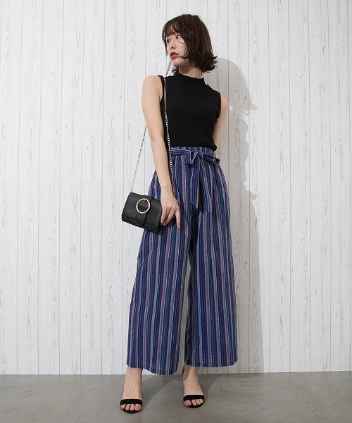Libby&Rose(リビーアンドローズ)の「マルチストライプワイドパンツ(その他パンツ・レディース・ブラック/レッド/ブルー・FREE)」の11枚目の写真