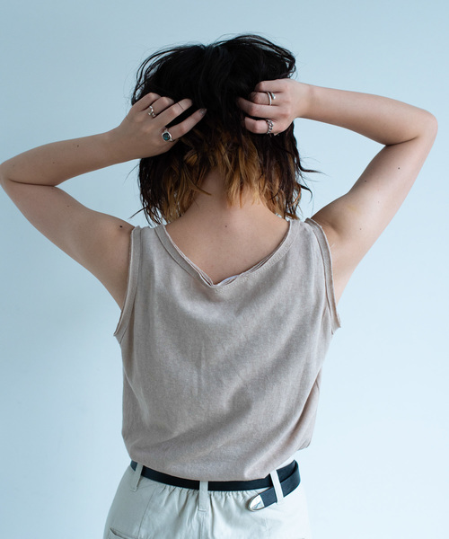 Aunt Marie's（アントマリーズ）の「AUNT MARIE'S ダメージスラブタンク（タンクトップ・レディース・ホワイト/ブラック/ブラウン/オレンジ・FREE）」の3枚目の写真