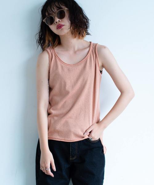 Aunt Marie's（アントマリーズ）の「AUNT MARIE'S ダメージスラブタンク（タンクトップ・レディース・ホワイト/ブラック/ブラウン/オレンジ・FREE）」の4枚目の写真