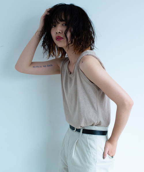 Aunt Marie's（アントマリーズ）の「AUNT MARIE'S ダメージスラブタンク（タンクトップ・レディース・ホワイト/ブラック/ブラウン/オレンジ・FREE）」の9枚目の写真