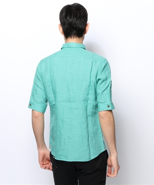 MEN'S MELROSE（メンズメルローズ）の「DELAVEリネン５分袖シャツ（シャツ/ブラウス・メンズ・ホワイト/グリーン/サックスブルー/ターコイズブルー/オレンジ・X-LARGE/MEDIUM/LARGE）」の7枚目の写真