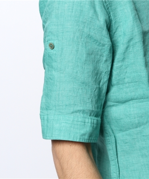 MEN'S MELROSE（メンズメルローズ）の「DELAVEリネン５分袖シャツ（シャツ/ブラウス・メンズ・ホワイト/グリーン/サックスブルー/ターコイズブルー/オレンジ・X-LARGE/MEDIUM/LARGE）」の17枚目の写真