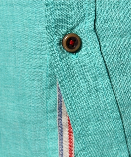 MEN'S MELROSE（メンズメルローズ）の「DELAVEリネン５分袖シャツ（シャツ/ブラウス・メンズ・ホワイト/グリーン/サックスブルー/ターコイズブルー/オレンジ・X-LARGE/MEDIUM/LARGE）」の14枚目の写真