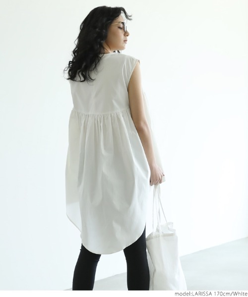 coca(coca)(コカ)の「ギャザーチュニック(チュニック・レディース・ホワイト/ブラック・ONE SIZE)」の12枚目の写真