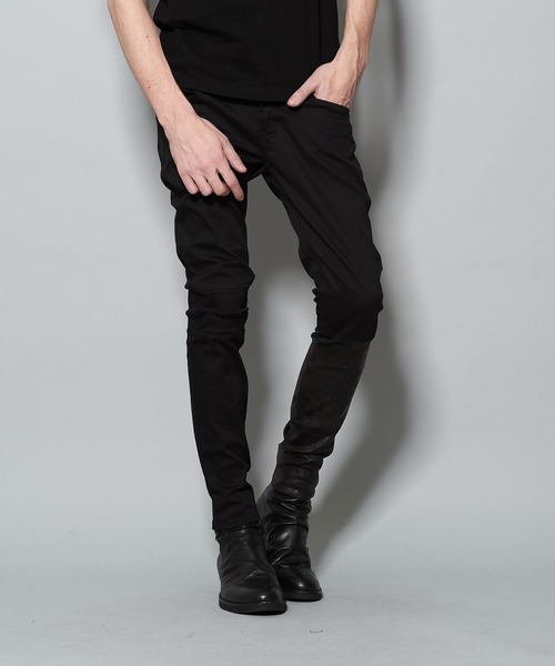 NO ID.(ノーアイディ)の「切替ストレッチデニムスキニーPT(デニムパンツ・メンズ・ブラック・1/2/3)」の1枚目の写真