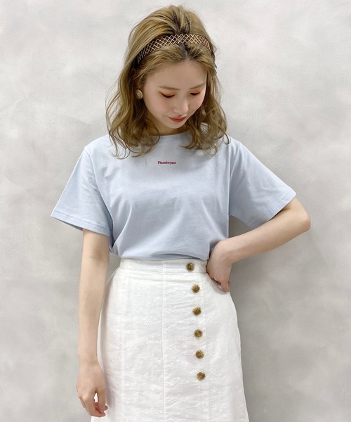 one after another NICE CLAUP（ワンアフターアナザーナイスクラップ）の「ぷっくりロゴTシャツ（Tシャツ/カットソー・レディース・ブラック/オフホワイト/サックスブルー・FREE）」の6枚目の写真