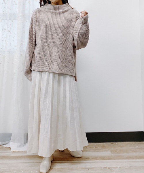 ap retro（アプレトロ）の「プリーツニットスカート【ZOZO限定アイテム】（スカート・レディース・ブラック/ベージュ/ブラウン/オフホワイト・FREE）」の5枚目の写真