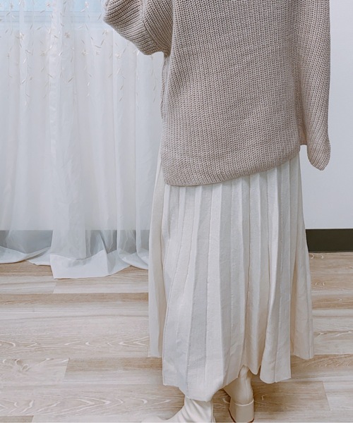 ap retro（アプレトロ）の「プリーツニットスカート【ZOZO限定アイテム】（スカート・レディース・ブラック/ベージュ/ブラウン/オフホワイト・FREE）」の8枚目の写真