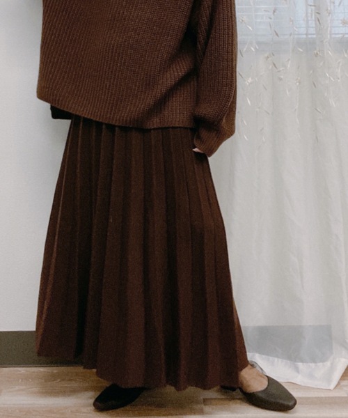 ap retro（アプレトロ）の「プリーツニットスカート【ZOZO限定アイテム】（スカート・レディース・ブラック/ベージュ/ブラウン/オフホワイト・FREE）」の12枚目の写真