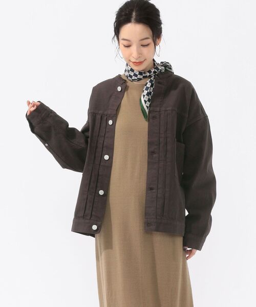 SHIPS（シップス）の「ガーメントダイGジャケット◇（デニムジャケット・レディース・ダークグレー/ナチュラル・38/36）」の9枚目の写真