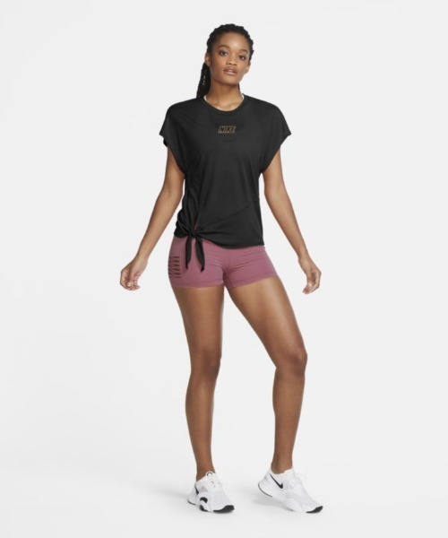 NIKE(ナイキ)の「ナイキ NIKE ウィメンズ ドライ TIE PP5 CB S/S トップ(Tシャツ/カットソー・レディース・スモークピンク/ブラック・M/L/S)」の4枚目の写真